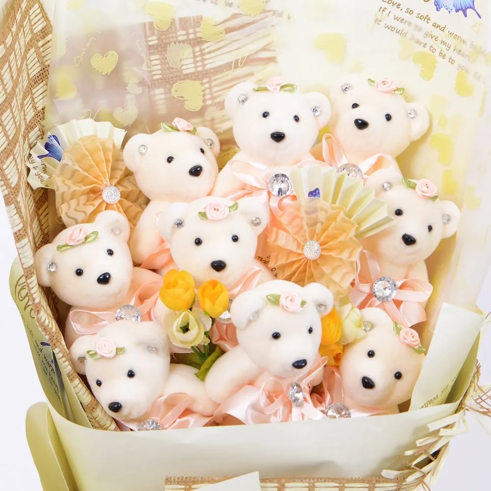 Summer Peach Teddy Bear Bouquet