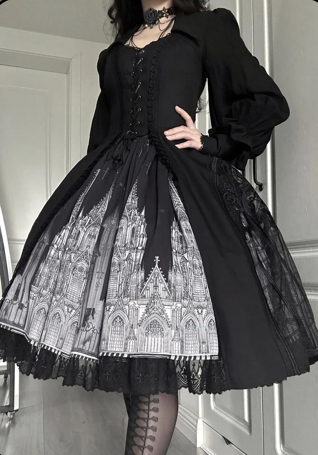 Susin Lolita~Night Traveler~Gothic Lolita Skirt Long Coat Long-Sleeved Shirt and Bustier