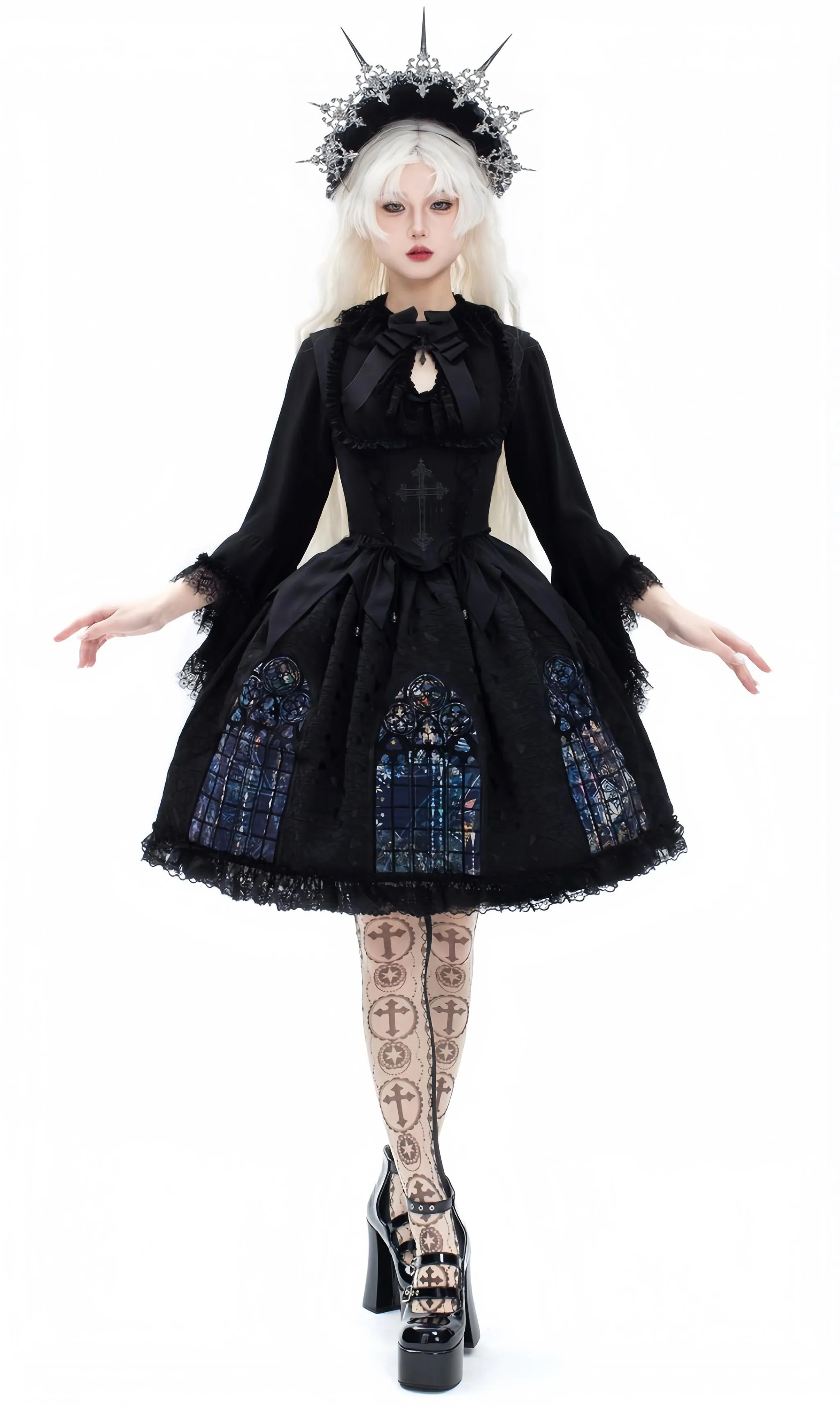 Susin Lolita~Night Traveler~Gothic Lolita Skirt Long Coat Long-Sleeved Shirt and Bustier