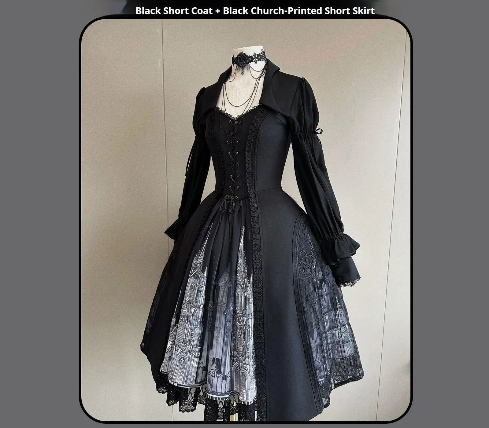 Susin Lolita~Night Traveler~Gothic Lolita Skirt Long Coat Long-Sleeved Shirt and Bustier