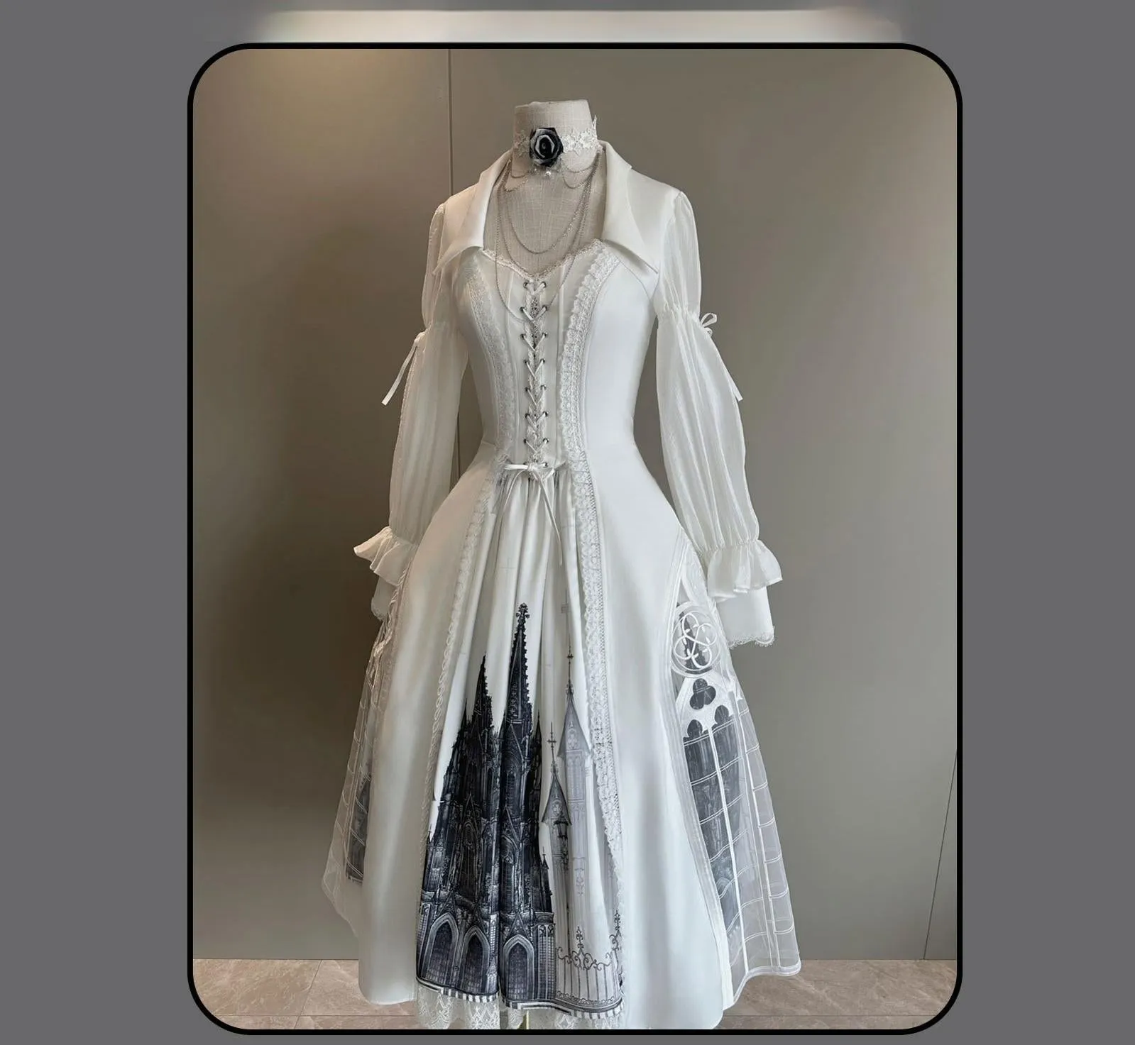 Susin Lolita~Night Traveler~Gothic Lolita Skirt Long Coat Long-Sleeved Shirt and Bustier