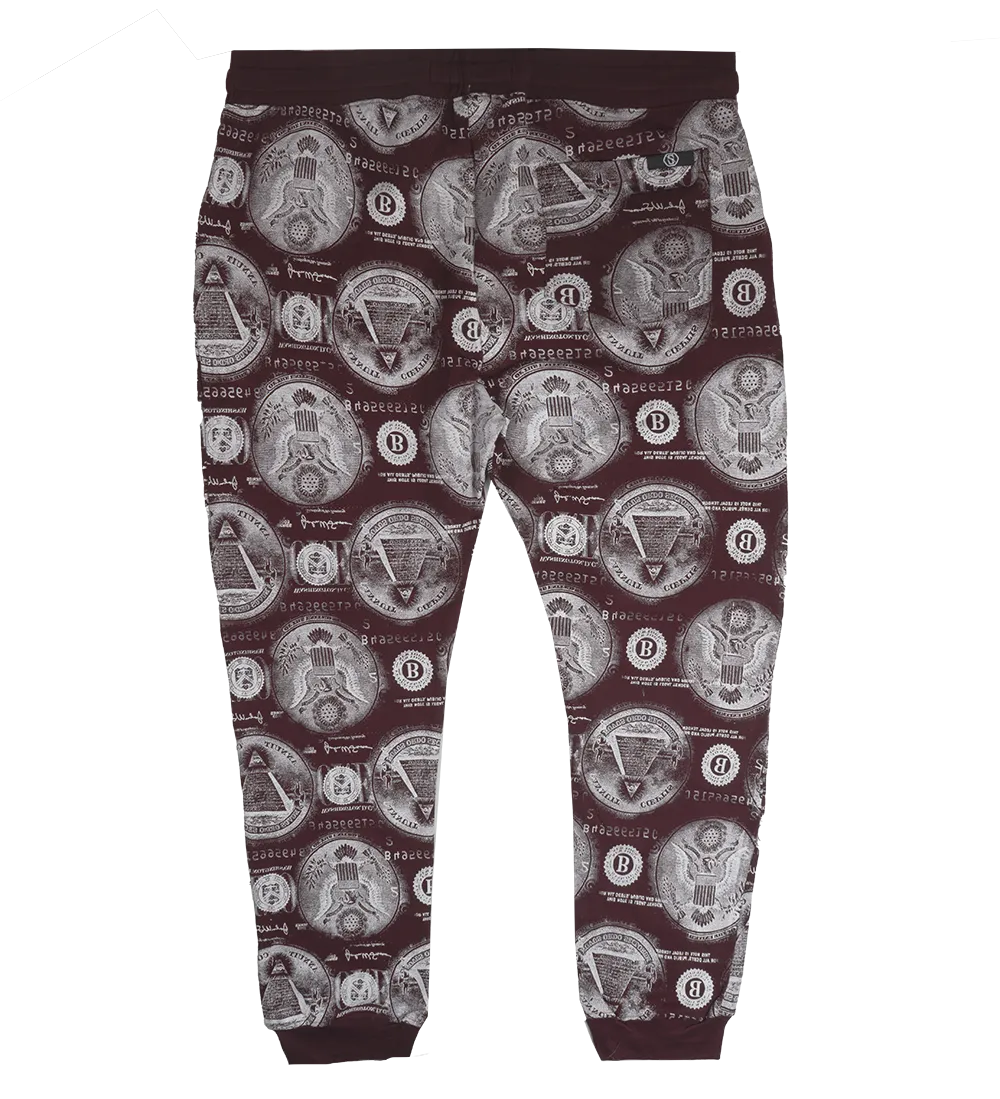 SWITCH DOLLAR SIGN JOGGER PANTS BURGUNDY - SPK5126E