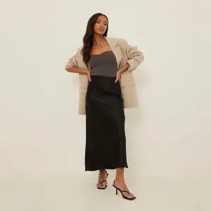 SzXS NA-KD Midi Satin Skirt