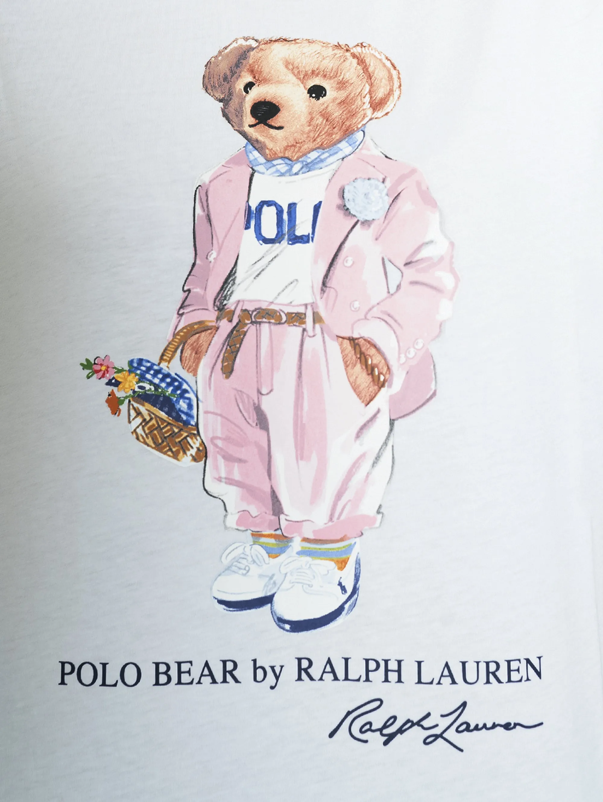 T-shirt con Stampa Teddy Bianca