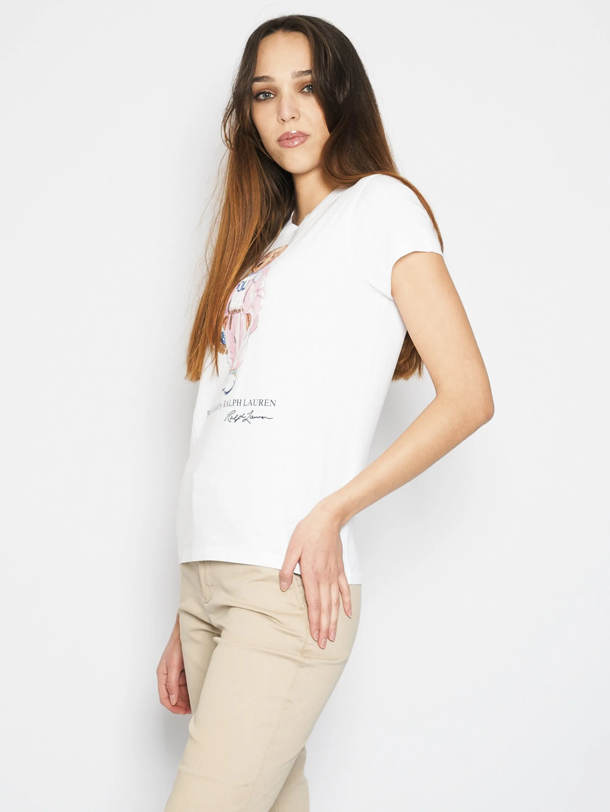 T-shirt con Stampa Teddy Bianca