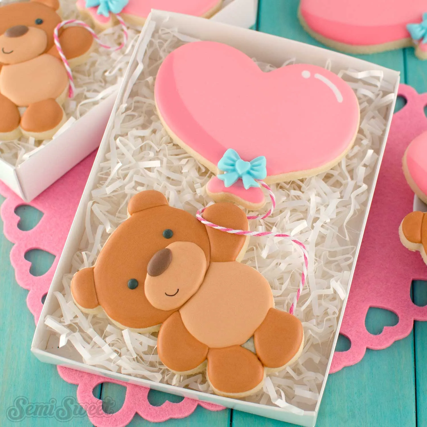 Teddy Bear & Heart Balloon Cookie Cutter Set