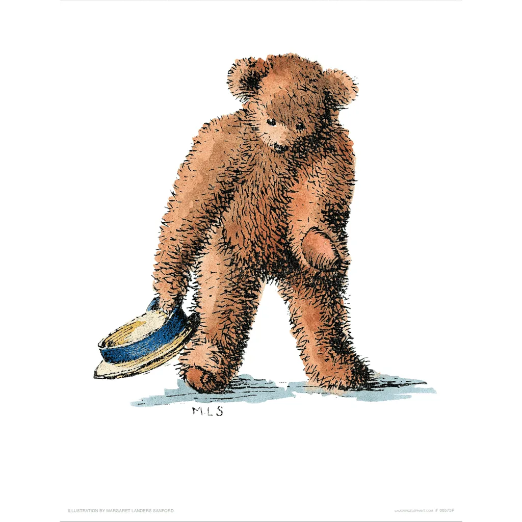 Teddy Bear Bowing - Animal Friends Art Print