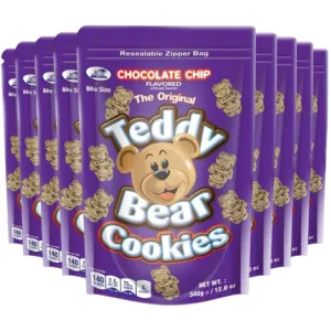 Teddy Bear Choc Chip Flavour Bite-Size Biscuits 340g, Pack of 12 (4.08kg)
