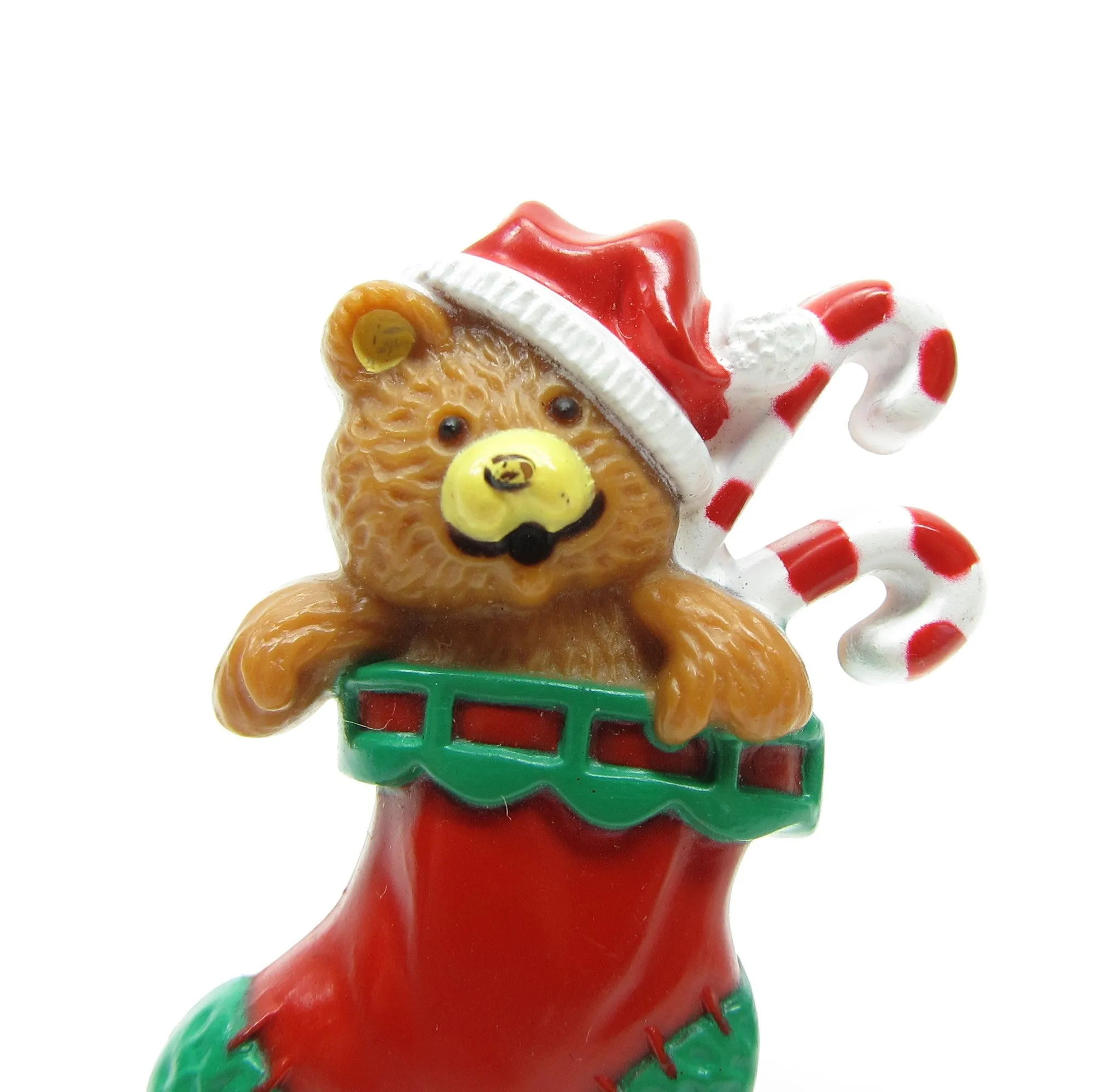 Teddy Bear Pin 1985 Hallmark Lapel Pin Christmas Stocking