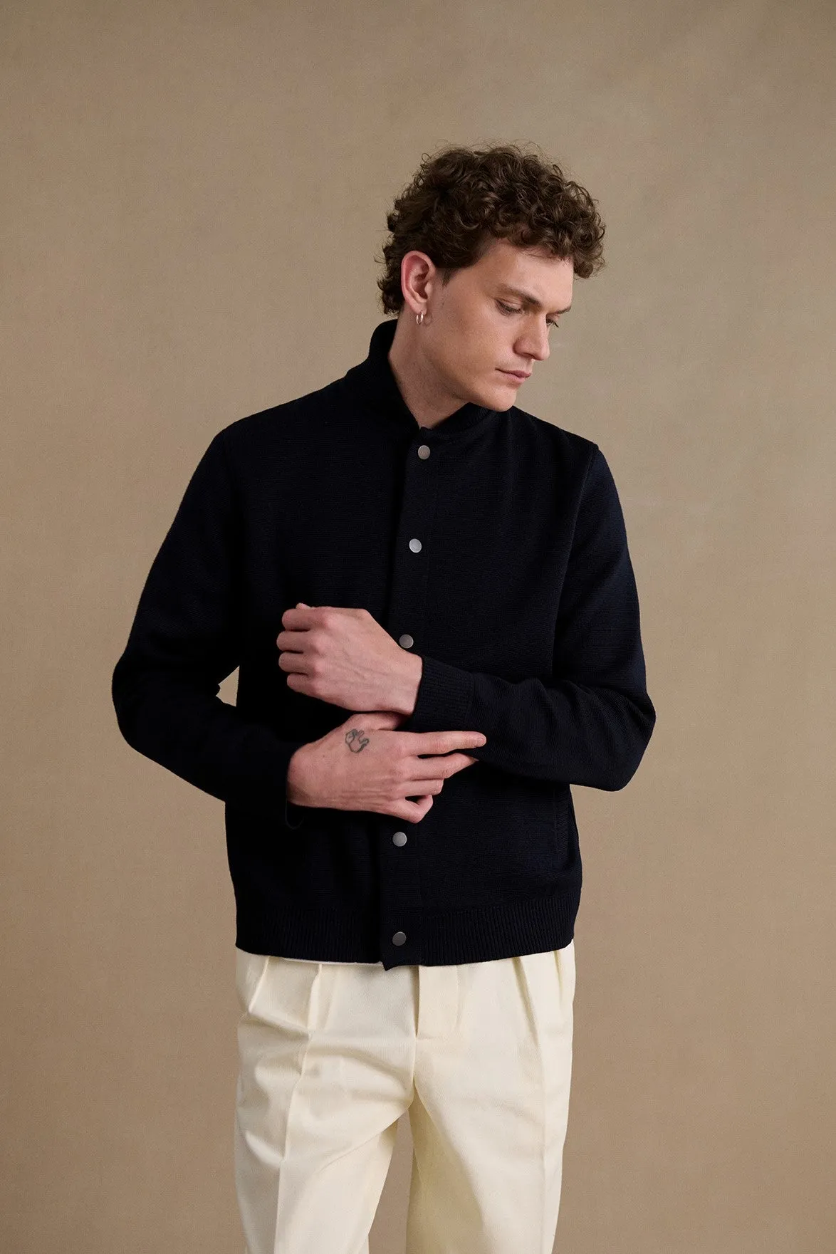 Teddy bleu marine en maille milano