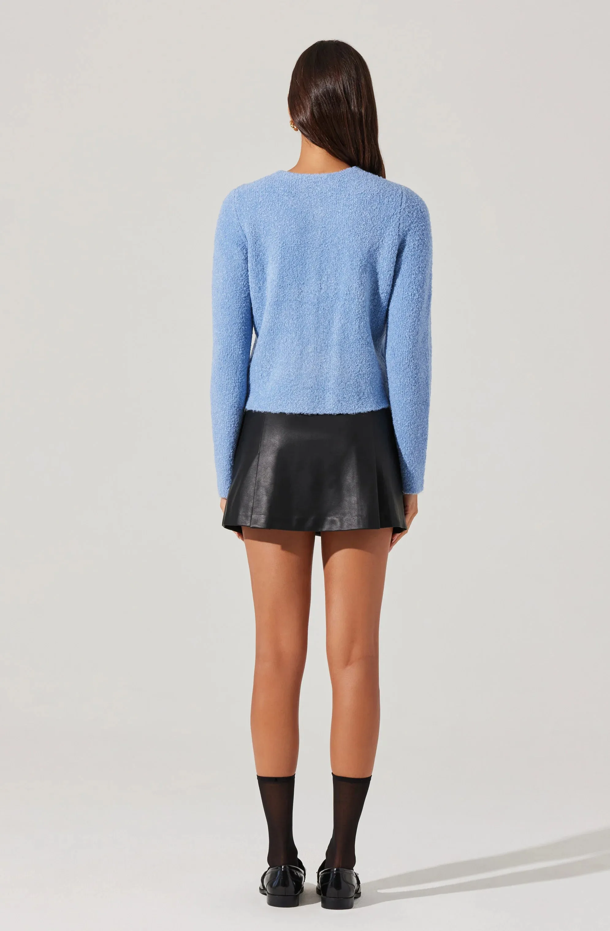 Teddy Button Up Cardigan Sweater | Baby Blue