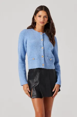 Teddy Button Up Cardigan Sweater | Baby Blue