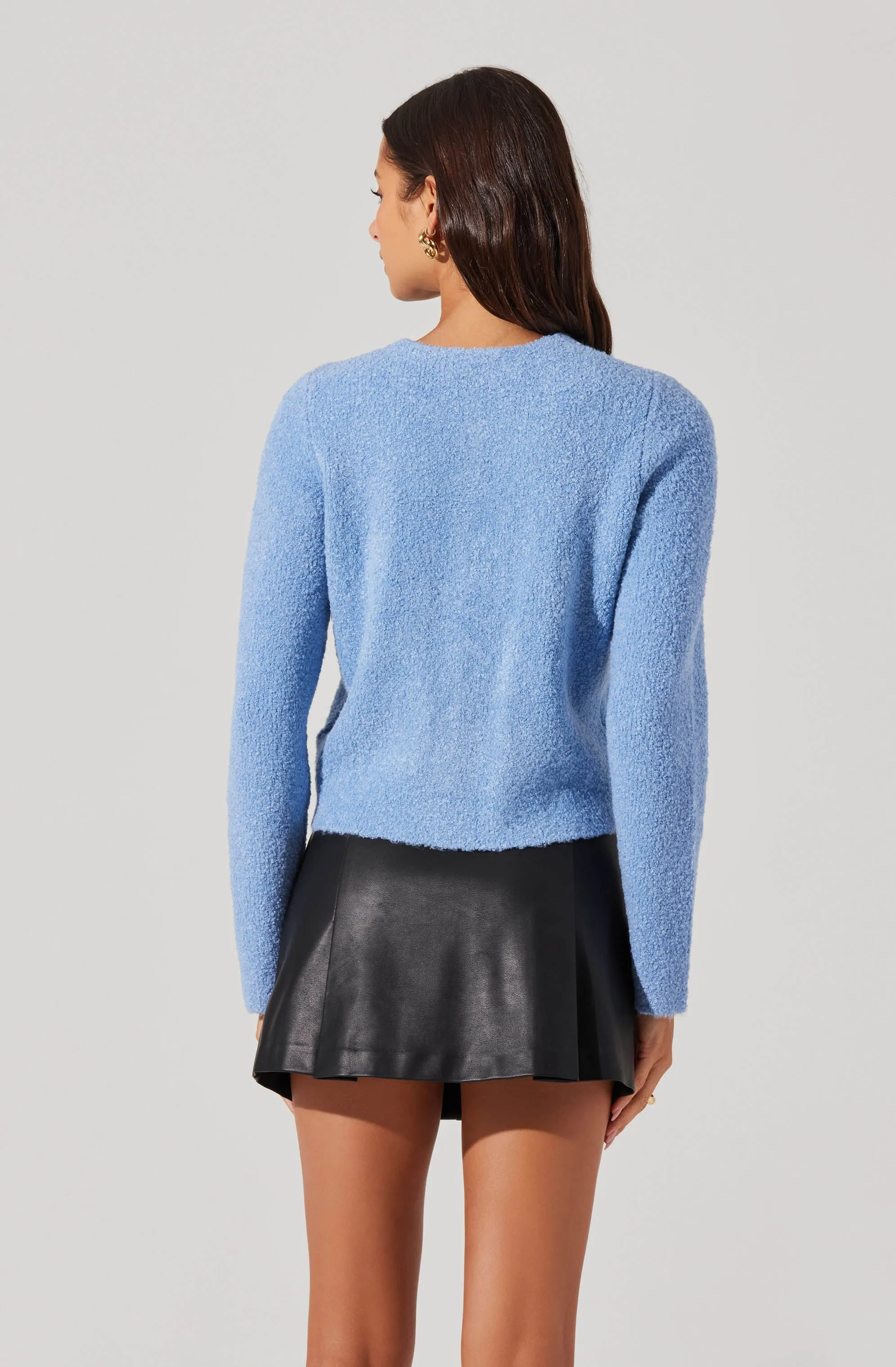 Teddy Button Up Cardigan Sweater | Baby Blue