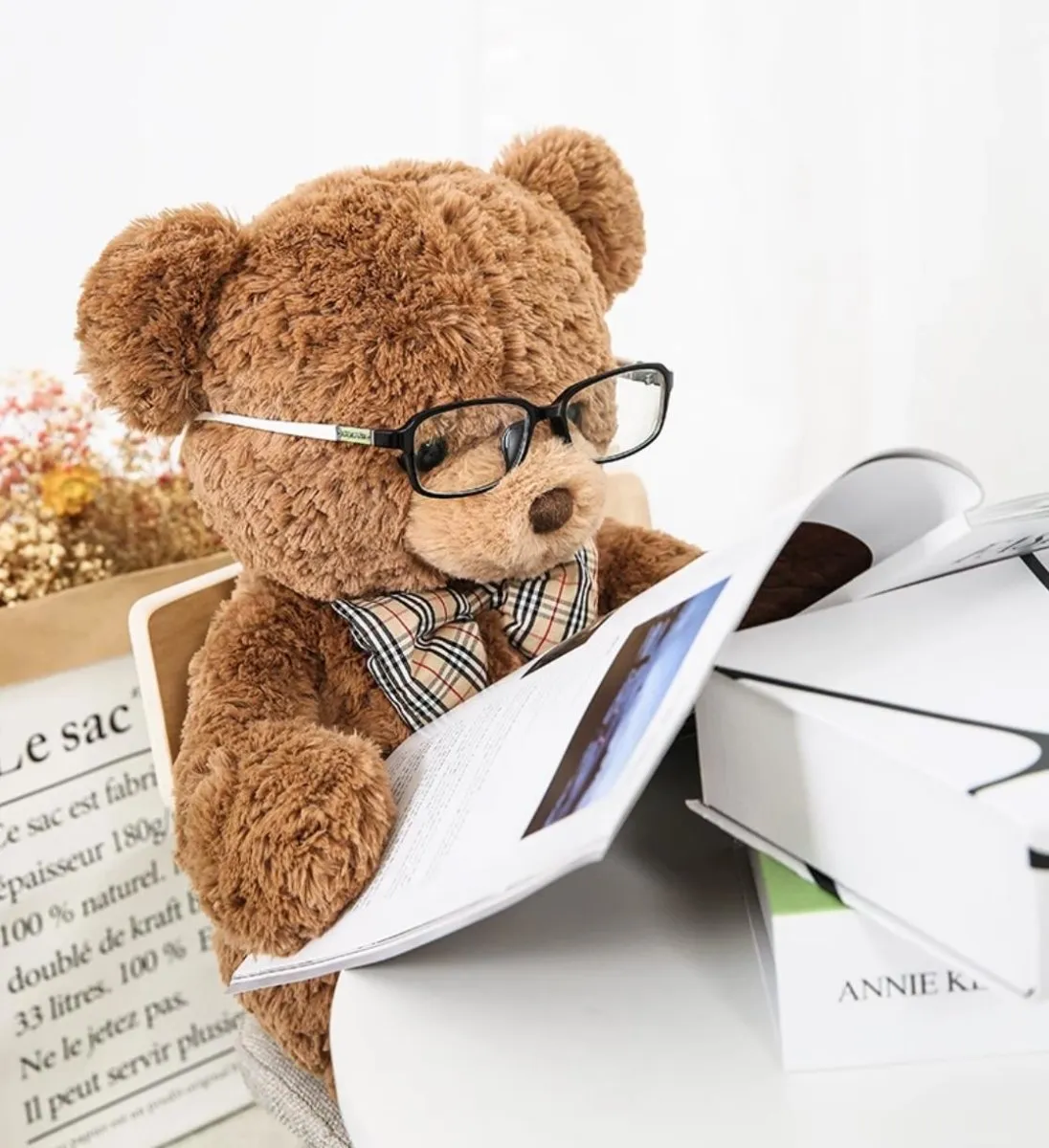 Teddy Claire With A Bow Tie Brown Plush Doll