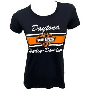 Teddy Morse's Daytona Harley-Davidson Women's Exclusive Iconic Logo Short Sleeve Shirt, Black