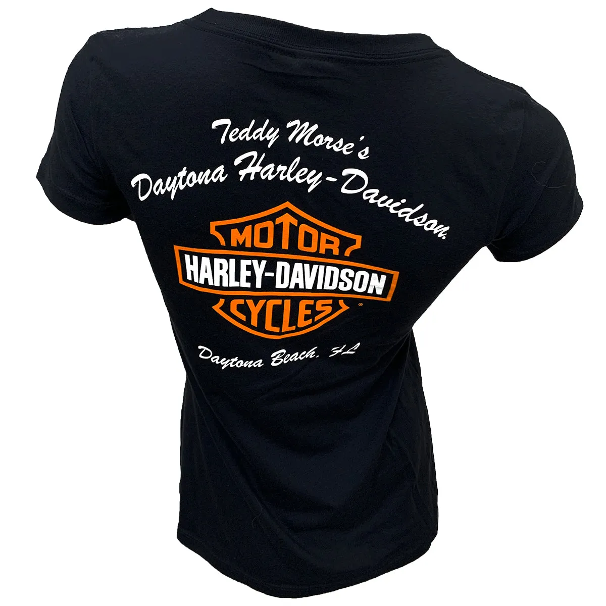 Teddy Morse's Daytona Harley-Davidson Women's Exclusive Iconic Logo Short Sleeve Shirt, Black