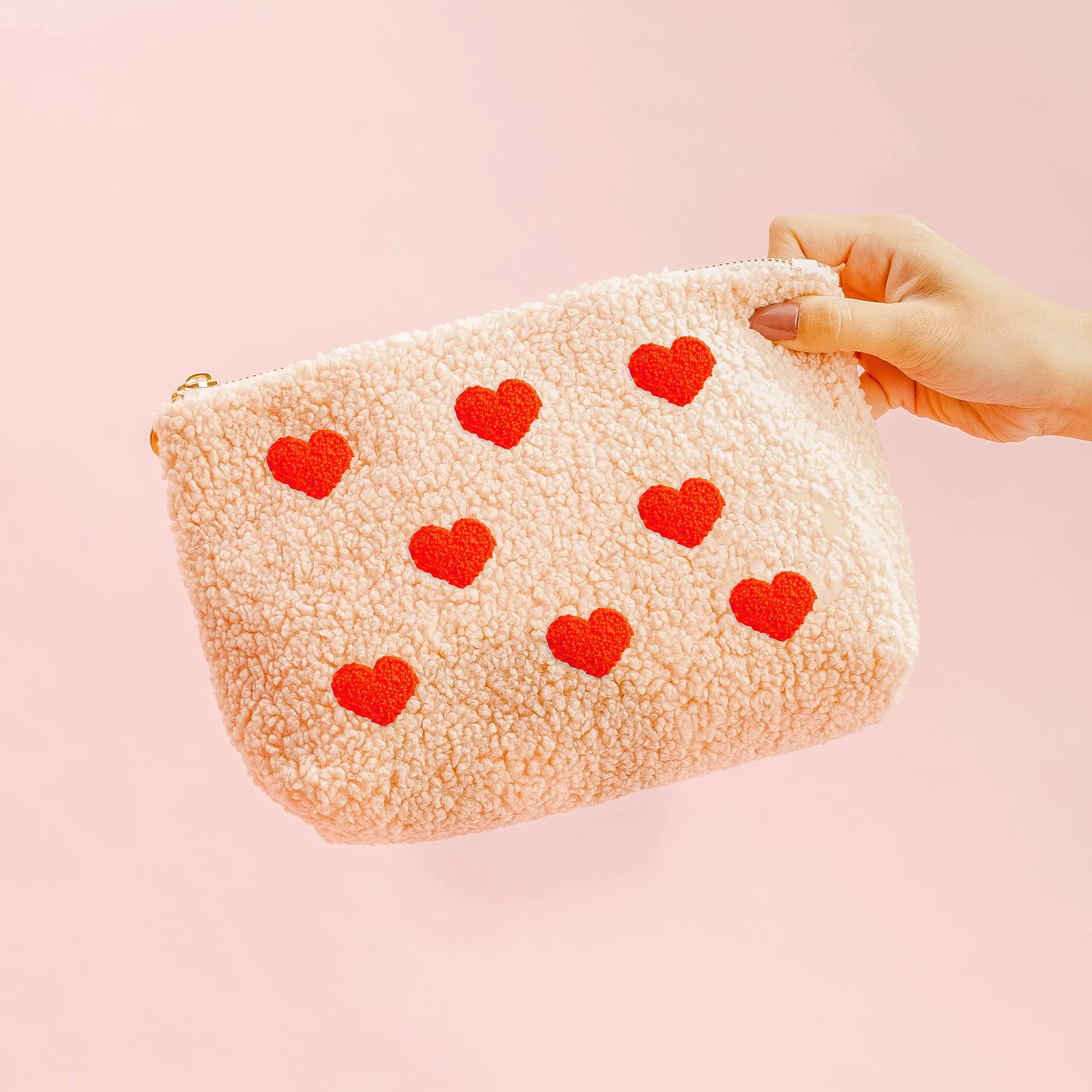 Teddy Pouch-Pink Hearts