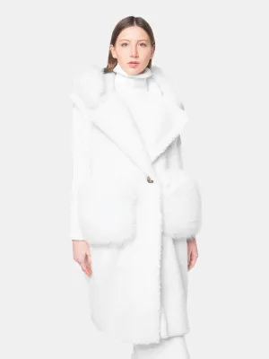 Teddy sleeveless Hooded - white