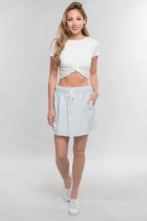 Tencel Drawstring Mini Skirt
