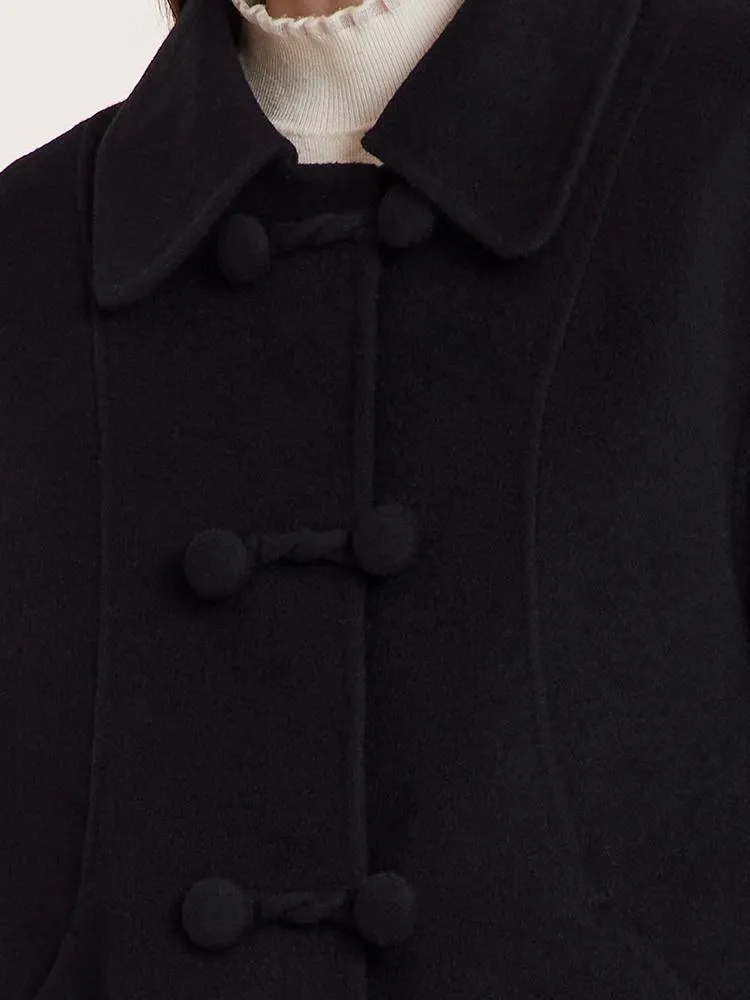 Tencel Wool Cheongsam Button Double-Faced Coat