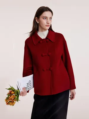 Tencel Wool Cheongsam Button Double-Faced Coat