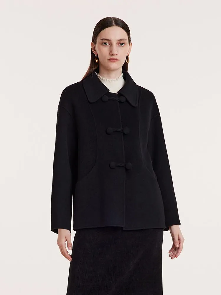 Tencel Wool Cheongsam Button Double-Faced Coat