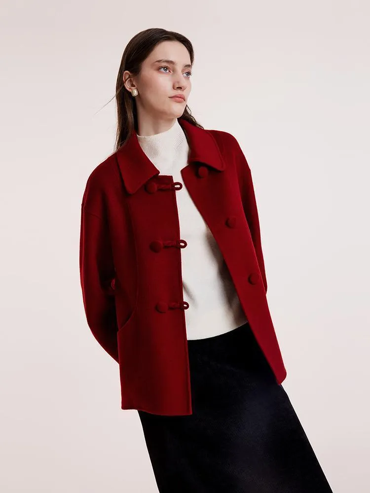 Tencel Wool Cheongsam Button Double-Faced Coat