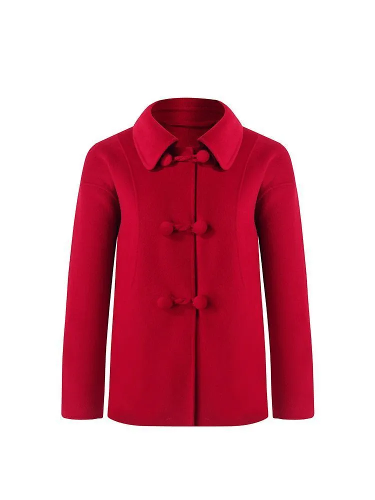 Tencel Wool Cheongsam Button Double-Faced Coat
