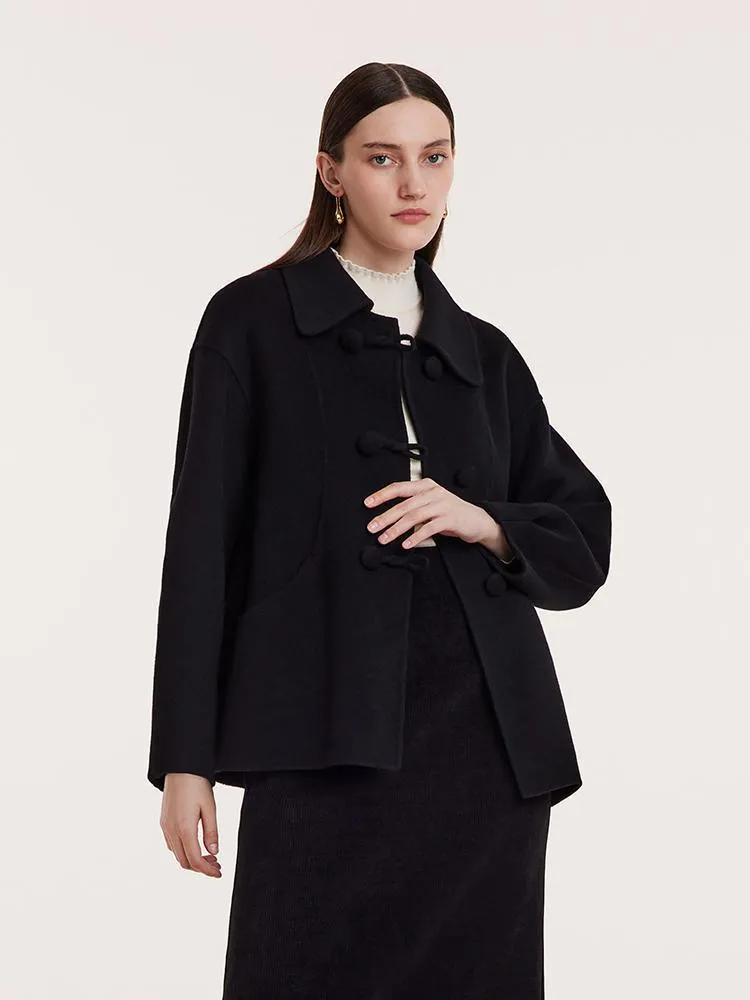 Tencel Wool Cheongsam Button Double-Faced Coat