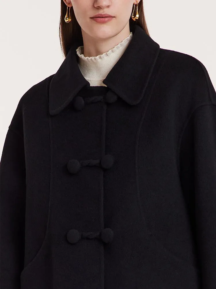 Tencel Wool Cheongsam Button Double-Faced Coat