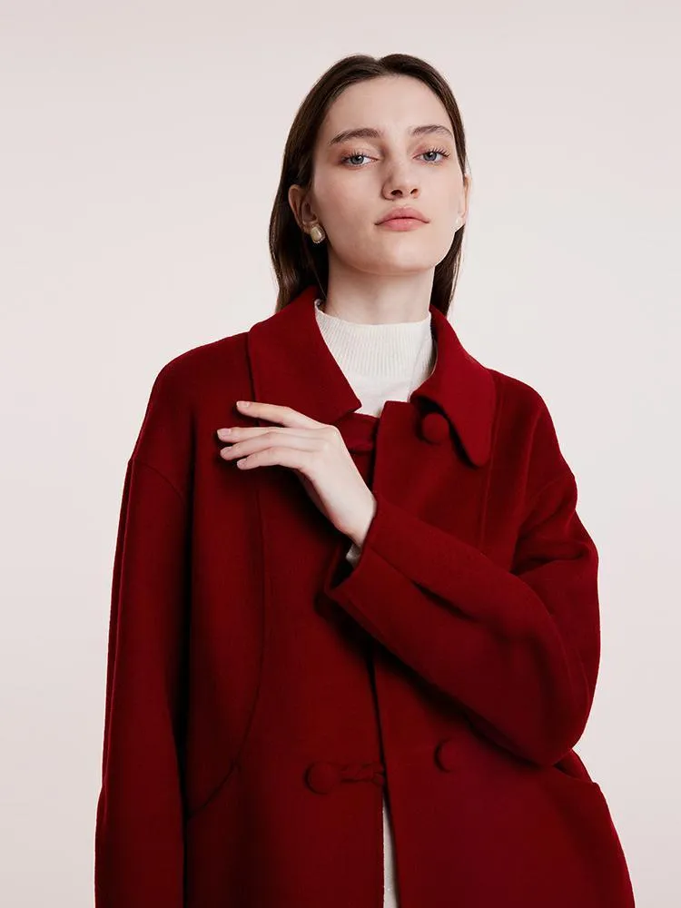 Tencel Wool Cheongsam Button Double-Faced Coat
