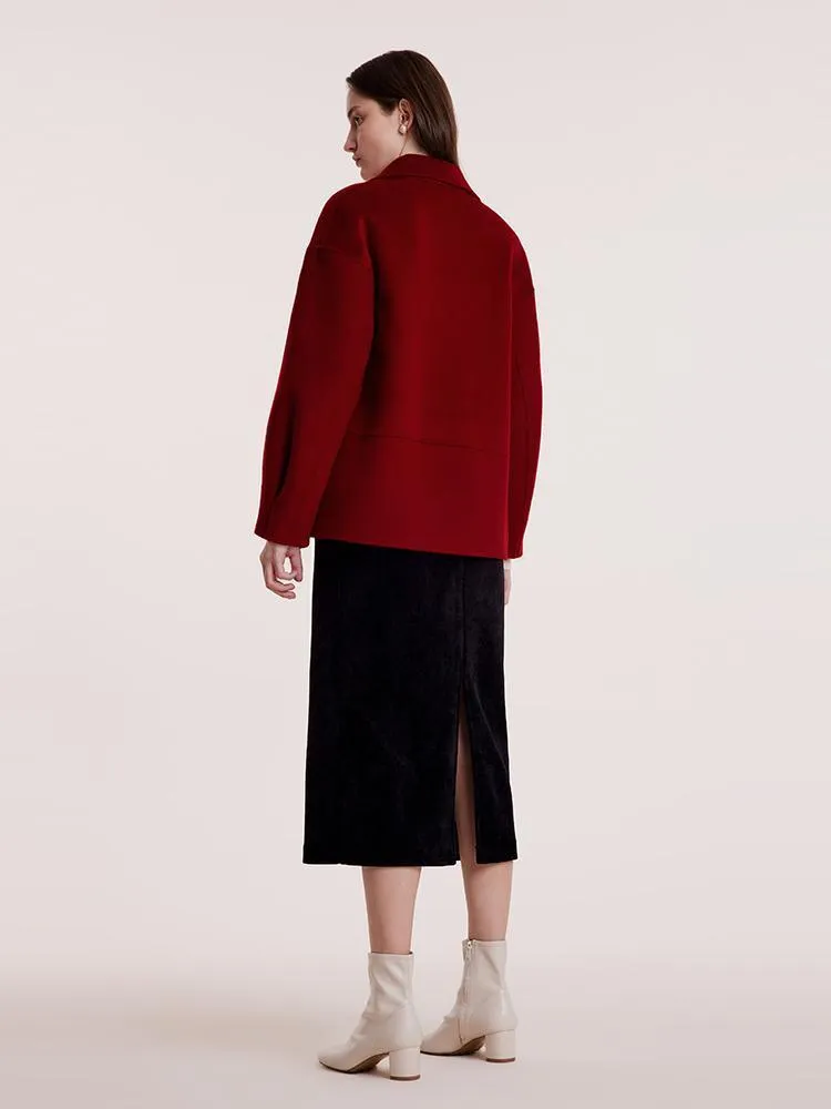 Tencel Wool Cheongsam Button Double-Faced Coat