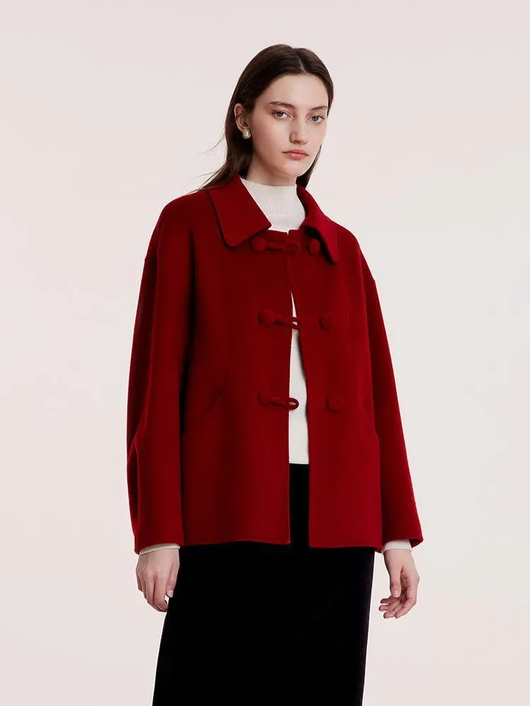 Tencel Wool Cheongsam Button Double-Faced Coat