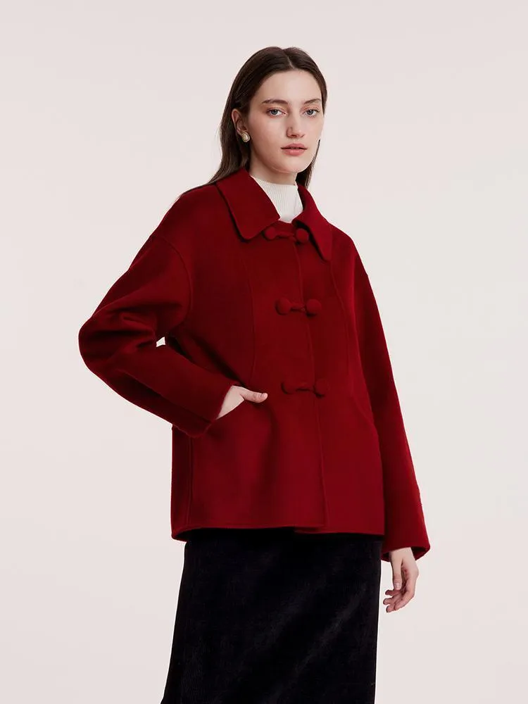 Tencel Wool Cheongsam Button Double-Faced Coat