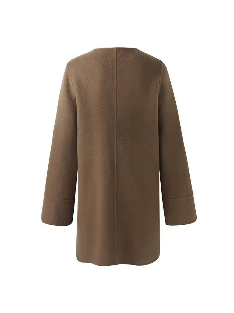 Tencel Wool Double-Faced Coat With Scarf