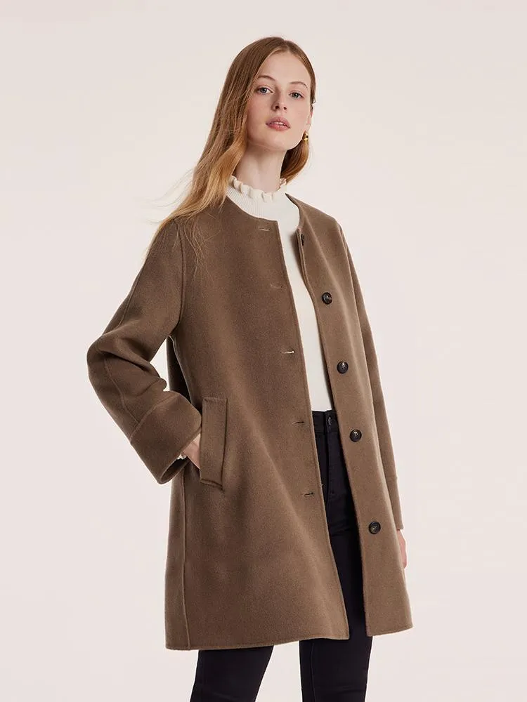 Tencel Wool Double-Faced Coat With Scarf