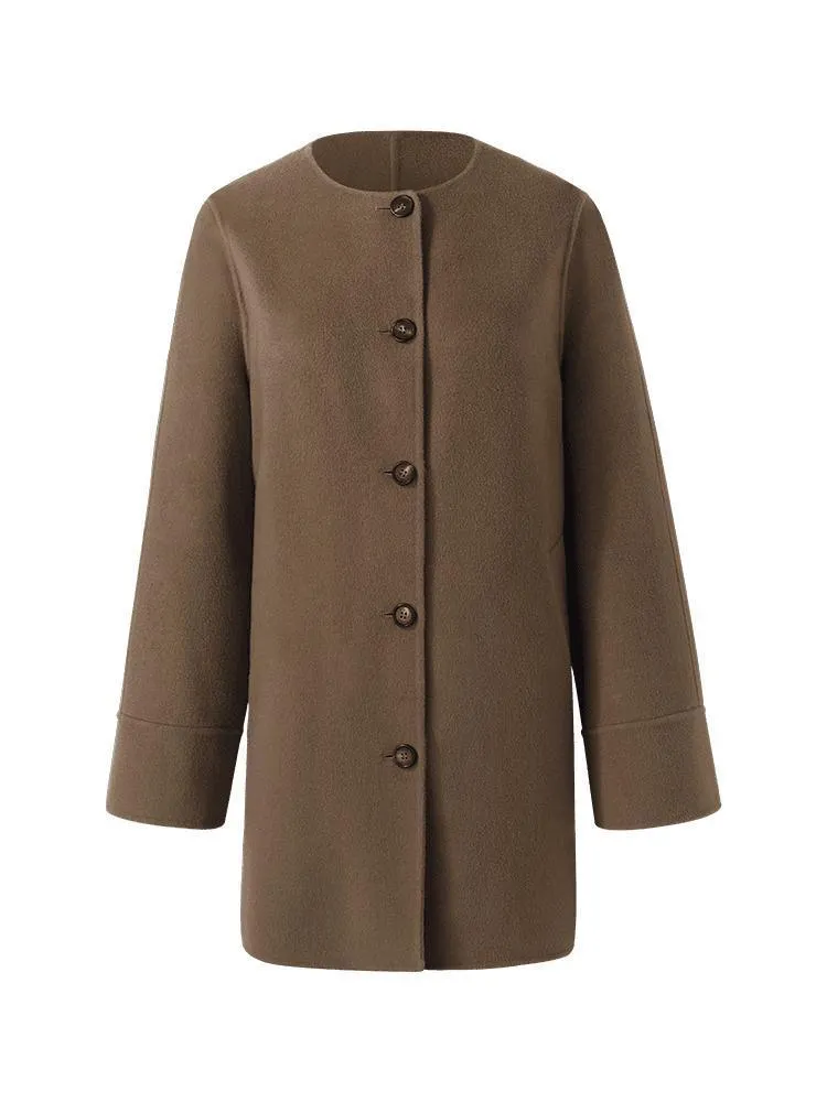 Tencel Wool Double-Faced Coat With Scarf