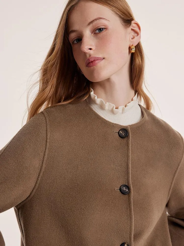 Tencel Wool Double-Faced Coat With Scarf