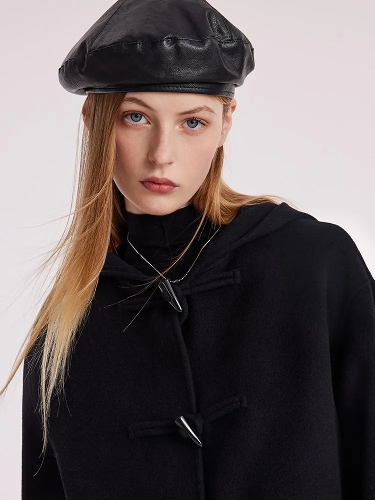 Tencel Woolen Horn Button Double Face Coat