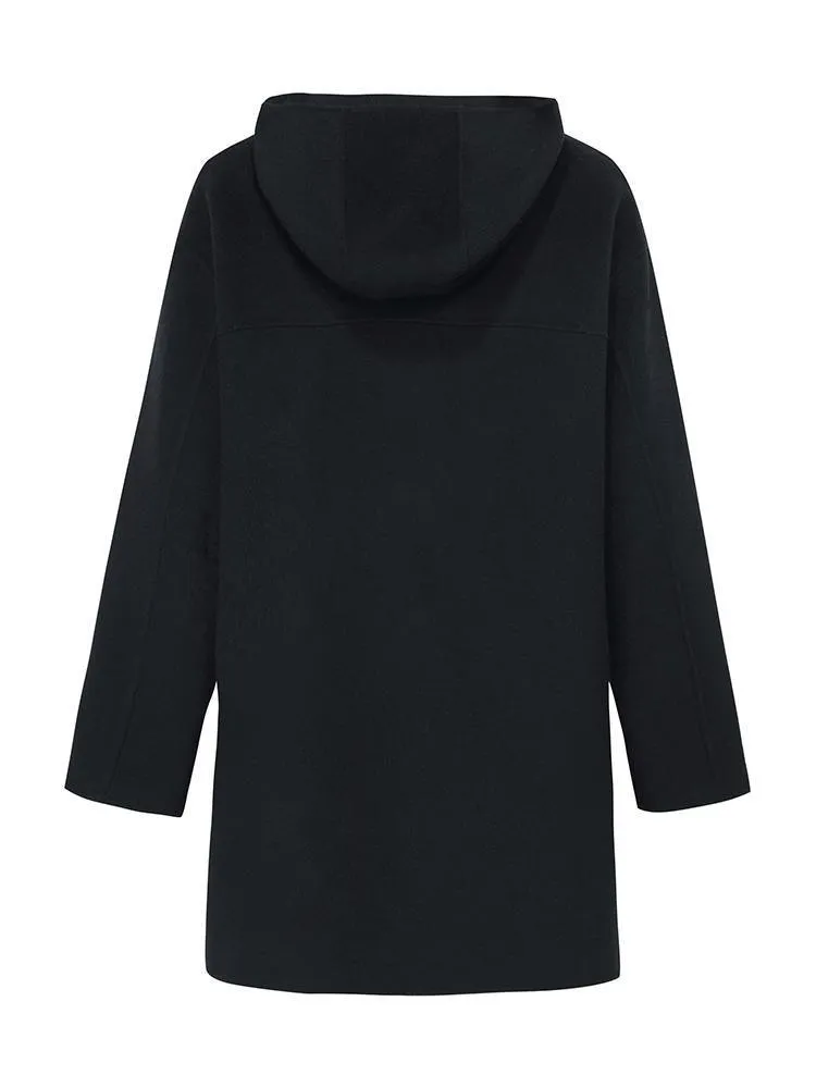 Tencel Woolen Horn Button Double Face Coat