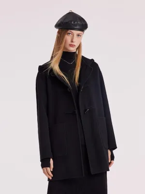 Tencel Woolen Horn Button Double Face Coat