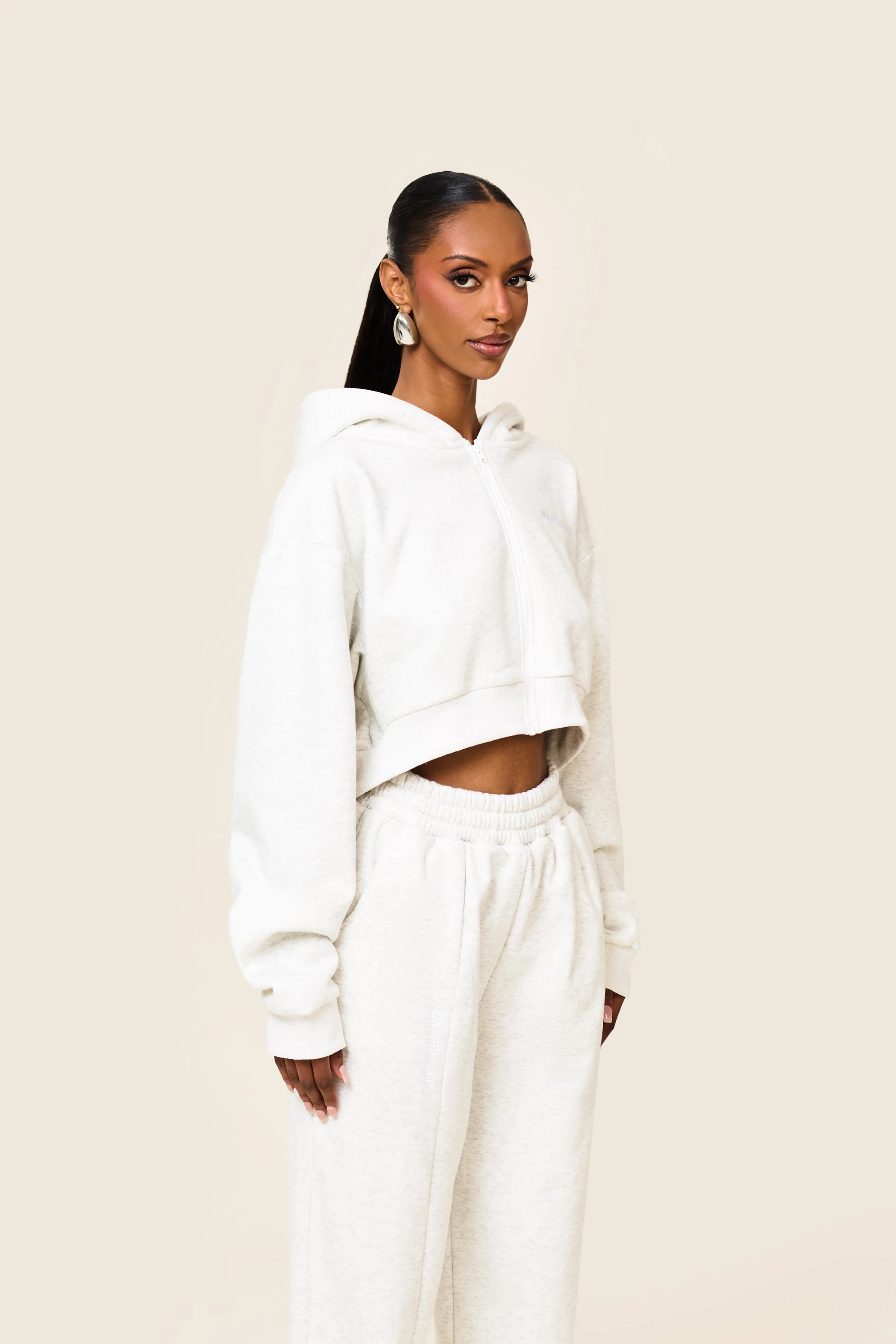 The Essentials Cropped Jacket - Marl Grey