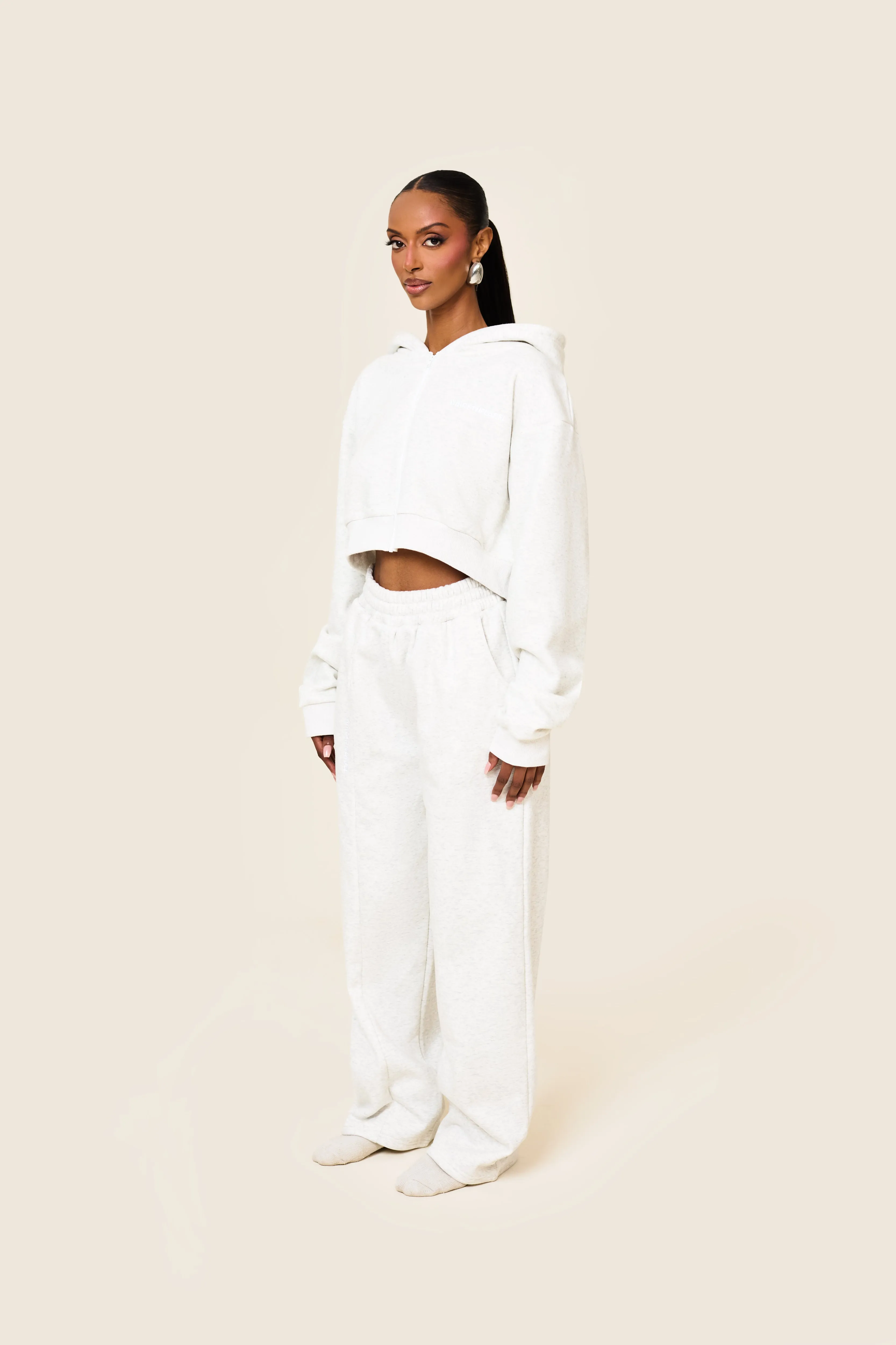 The Essentials Cropped Jacket - Marl Grey