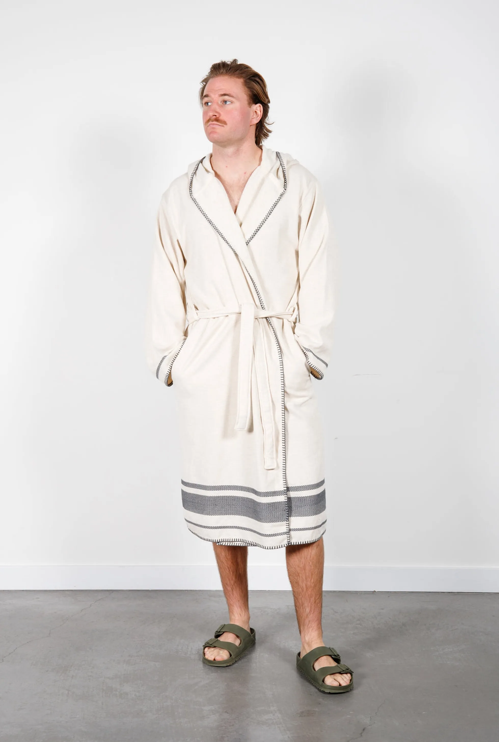 Tofino Towel The Hawthorne Hooded Terry Robe - Natural/Grey