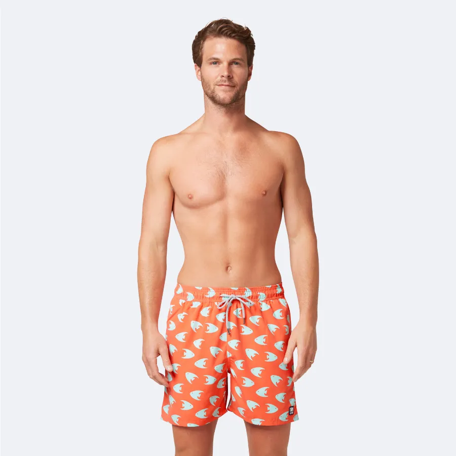 Tom & Teddy Angel Fish Mens Swim Shorts ANFCB - Coral/ Ice Blue