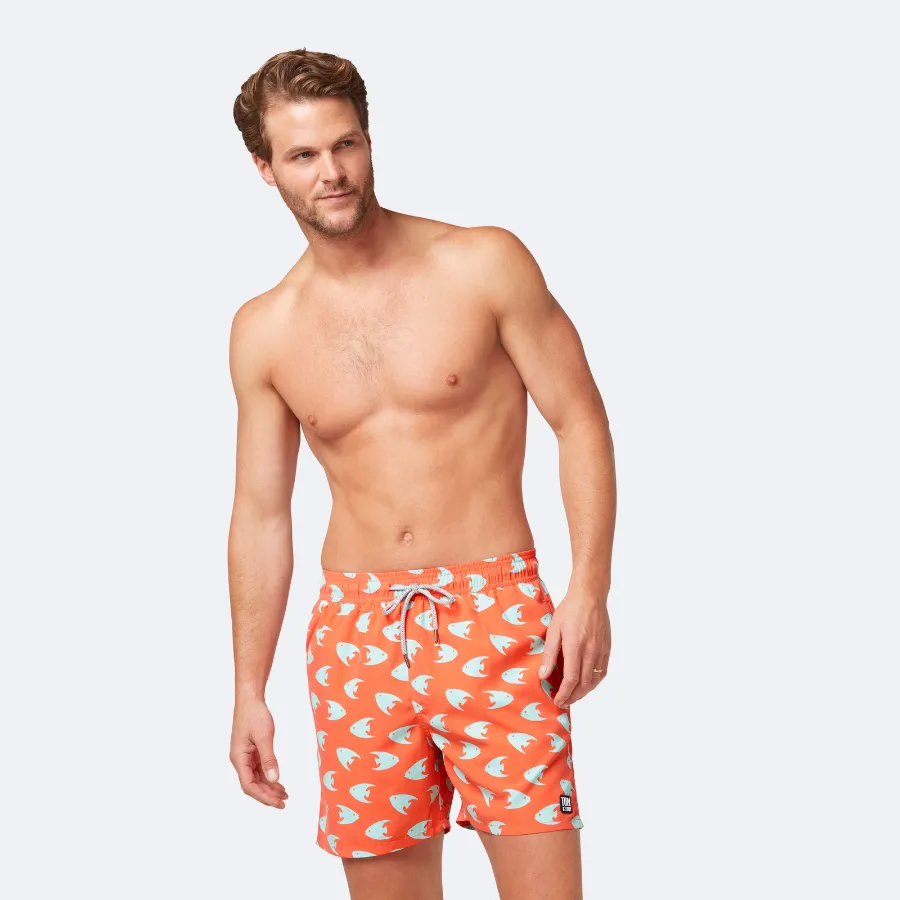 Tom & Teddy Angel Fish Mens Swim Shorts ANFCB - Coral/ Ice Blue