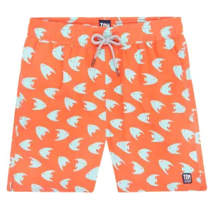 Tom & Teddy Angel Fish Mens Swim Shorts ANFCB - Coral/ Ice Blue