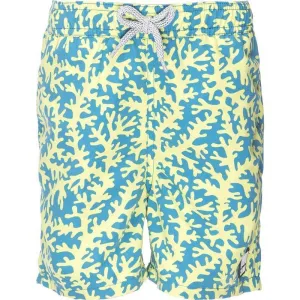 Tom & Teddy Boys Coral Swim Shorts CORBL-J - Blue/ Lime