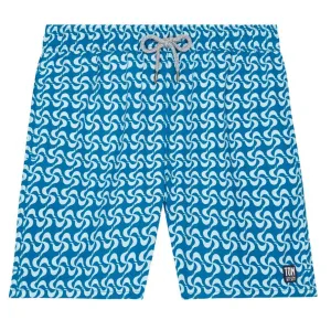 Tom & Teddy Mediterranean Tiles Mens Swim Shorts MEDTW - Teal/ White