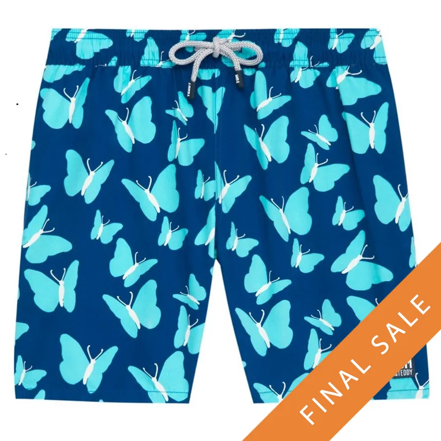 Tom & Teddy Mens Butterfly Swim Shorts BTRTR - Turquoise